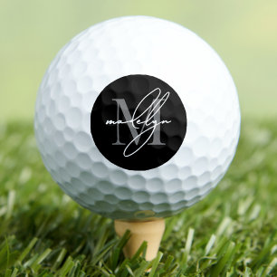 Schwarz-Weiß-Monogramm Golfball