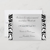 Schwarz-Weiß-Monogramm-HalbDamast-UAWG Einladung (Rückseite)