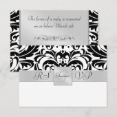 Schwarz-Weiß-Monogramm-HalbDamast-UAWG Einladung (Vorne/Hinten)