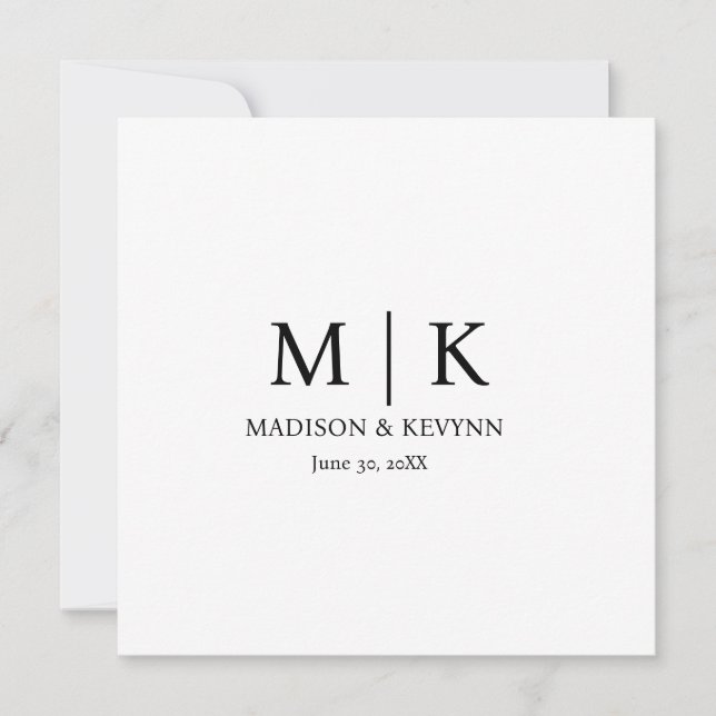Schwarz-Weiß-Monogramm-Hochzeit (Vorderseite)