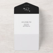 Schwarz-Weiß-Monogramm-Hochzeit All In One Einladung (Außenbereich)