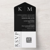 Schwarz-Weiß-Monogramm-Hochzeit All In One Einladung (Innen Boden)