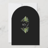Schwarz-Weiß-Monogramm-Hochzeit des Greenery Arch Einladung (Rückseite)