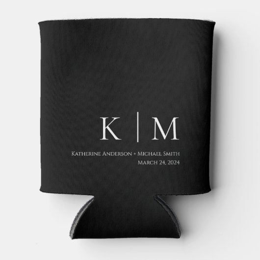 Schwarz-Weiß-Monogramm-Hochzeit Dosenkühler (Vorderseite)