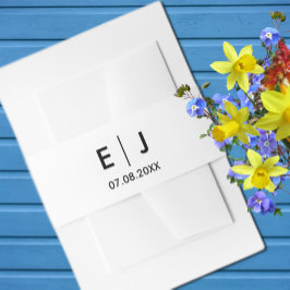 Schwarz-Weiß-Monogramm-Hochzeit Einladungsbanderole