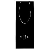 Schwarz-Weiß-Monogramm-Hochzeit Geschenktüte Für Weinflaschen (Rückseite)