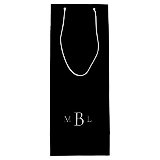 Schwarz-Weiß-Monogramm-Hochzeit Geschenktüte Für Weinflaschen (Rückseite)