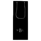Schwarz-Weiß-Monogramm-Hochzeit Geschenktüte Für Weinflaschen (Vorderseite)