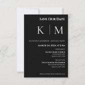 Schwarz-Weiß-Monogramm-Hochzeit Save The Date (Vorderseite)