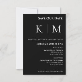 Schwarz-Weiß-Monogramm-Hochzeit Save The Date