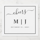 Schwarz-Weiß-Monogramm-Hochzeit Schaumweinetikett (Einzelnes Label)