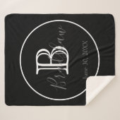 Schwarz-Weiß-Monogramm-Hochzeit Sherpadecke (Vorderseite (Horizontal))