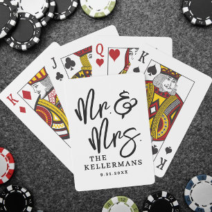 Schwarz Weiß Monogramm Hochzeit Spielkarten