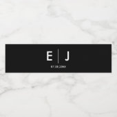 Schwarz-Weiß-Monogramm-Hochzeit Wasserflaschenetikett (Einzelnes Label)