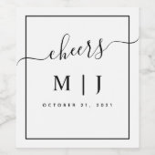 Schwarz-Weiß-Monogramm-Hochzeit Weinetikett (Einzelnes Label)