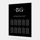 Schwarz-Weiß-Monogramm-Hochzeitstabelle Acrylschild (Winkel)