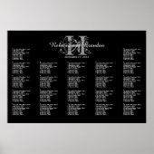 Schwarz-Weiß-Monogramm-Hochzeitstabelle Poster (Vorne)