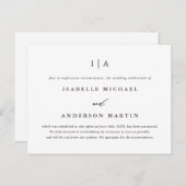 Schwarz-Weiß-Monogramm-Hochzeitsverzögerung Ankündigungspostkarte (Vorne/Hinten)