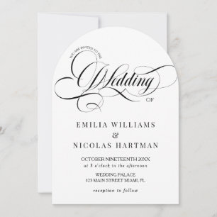 Schwarz-Weiß-Monogramm in einer Hochzeit Einladung