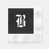 Schwarz-Weiß-Monogramm Initial B, Serviette (Vorderseite)