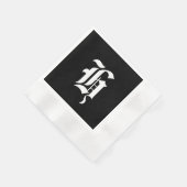 Schwarz-Weiß-Monogramm-Initial H, Serviette (Ecke)