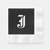 Schwarz-Weiß-Monogramm-Initial J, Serviette (Vorderseite)