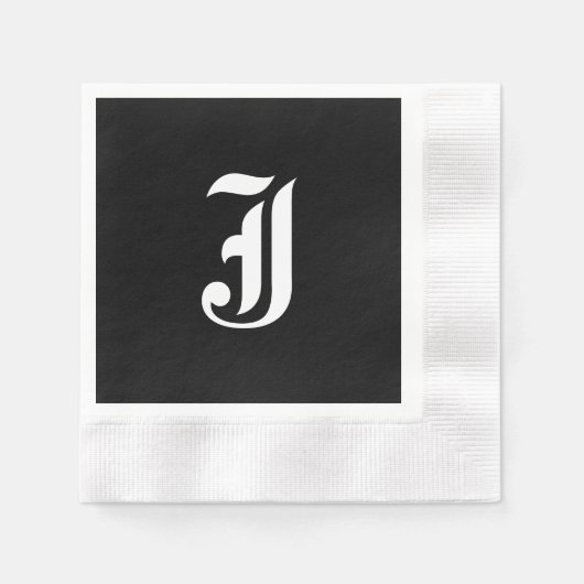 Schwarz-Weiß-Monogramm-Initial J, Serviette (Vorderseite)