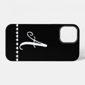 Schwarz-Weiß-Monogramm-Initiale iPhone Hülle (Rückseite (Horizontal))