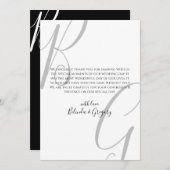 Schwarz-Weiß-Monogramm-Initialen Hochzeit Dankeskarte (Vorne/Hinten)