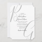 Schwarz-Weiß-Monogramm-Initialen Hochzeit Einladung (Vorderseite)