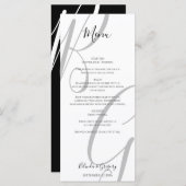 Schwarz-Weiß-Monogramm-Initialen Hochzeit Menükarte (Vorne/Hinten)