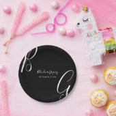 Schwarz-Weiß-Monogramm-Initialen Hochzeit Pappteller (Party)
