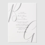 Schwarz-Weiß-Monogramm-Initialen Hochzeit Pergament Einladungen (Vorderseite)