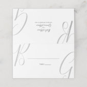 Schwarz-Weiß-Monogramm-Initialen Hochzeit Platzkarte (Außenseite Aufgefaltet)