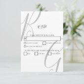 Schwarz-Weiß-Monogramm-Initialen Hochzeit RSVP Karte (Stehend Vorderseite)