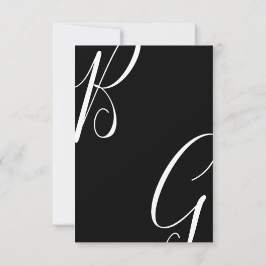 Schwarz-Weiß-Monogramm-Initialen Hochzeit RSVP Karte (Rückseite)