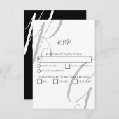 Schwarz-Weiß-Monogramm-Initialen Hochzeit RSVP Karte (Vorne/Hinten)