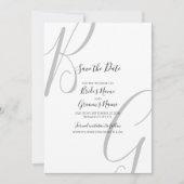 Schwarz-Weiß-Monogramm-Initialen Hochzeit Save The Date (Vorderseite)