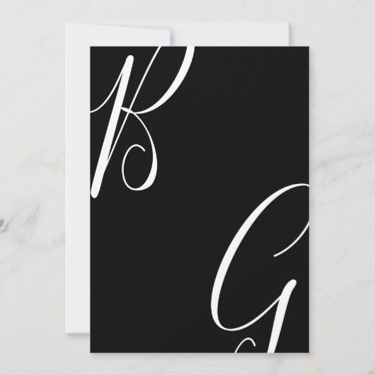 Schwarz-Weiß-Monogramm-Initialen Hochzeit Save The Date (Rückseite)