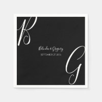 Schwarz-Weiß-Monogramm-Initialen Hochzeit