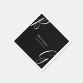 Schwarz-Weiß-Monogramm-Initialen Hochzeit Serviette (Ecke)