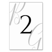 Schwarz-Weiß-Monogramm-Initialen Hochzeit Tischnummer (Rückseite)