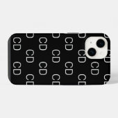 Schwarz-weiß-Monogramm-Initialen-Muster iPhone Hülle (Rückseite (Horizontal))