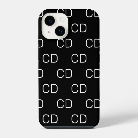 Schwarz-weiß-Monogramm-Initialen-Muster iPhone Hülle (Rückseite)