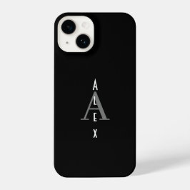 Schwarz-Weiß-Monogramm iPhone 14 Hülle
