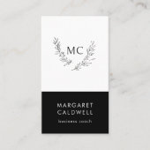 Schwarz-Weiß-Monogramm-Kräne Visitenkarte (Vorderseite)