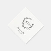 Schwarz-Weiß-Monogramm-Kranz Einweg-Napkins Serviette (Ecke)