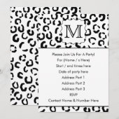 Schwarz-Weiß-Monogramm Leopard Print. Einladung (Vorne/Hinten)