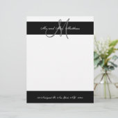 Schwarz-Weiß-Monogramm-Letterhead für Neugeborene Briefkopf (Stehend Vorderseite)