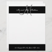 Schwarz-Weiß-Monogramm-Letterhead für Neugeborene Briefkopf (Vorne/Hinten)